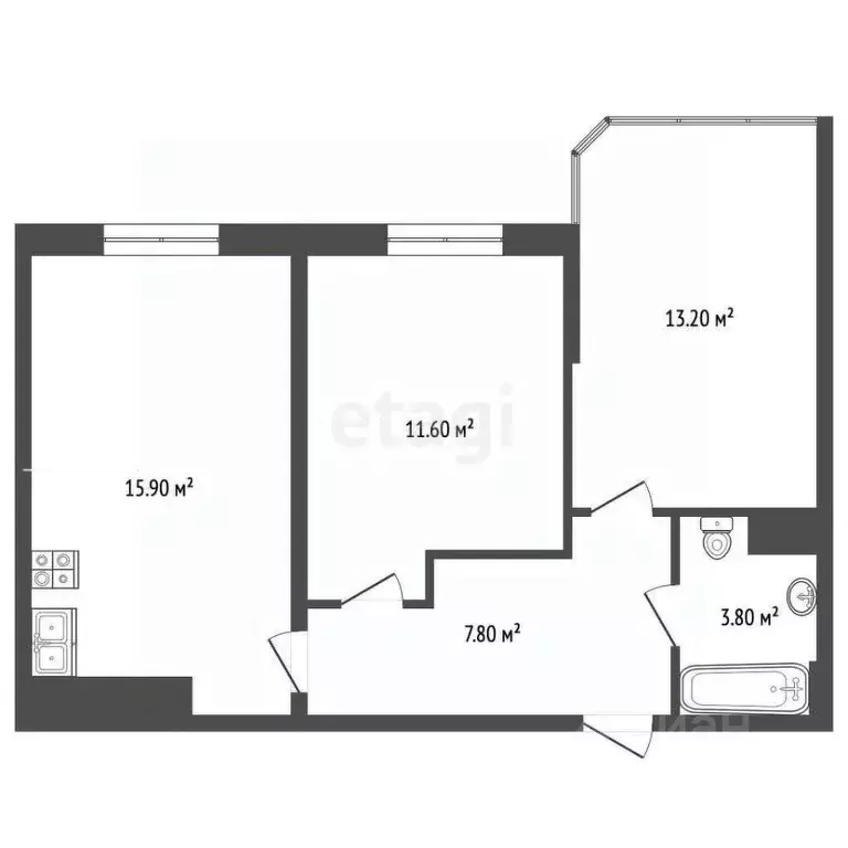 2-к кв. Краснодарский край, Анапа Анапское ш., 30к3 (52.3 м) - Фото 1