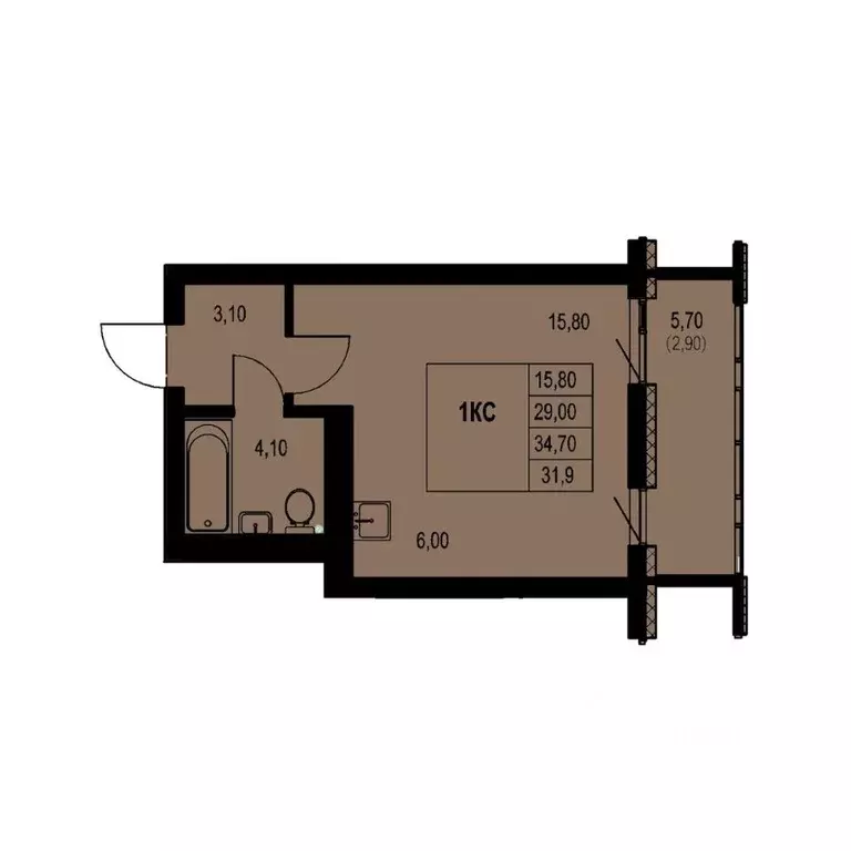 Студия Новосибирская область, Новосибирск Авиастроителей мкр,  (31.9 ... - Фото 1