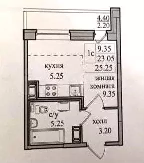 Квартира-студия, 22,1 м, 12/27 эт. - Фото 0