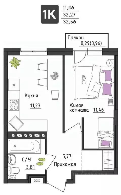 1-к кв. Пермский край, Пермь Верхне-Вишерская ул., 40 (32.56 м) - Фото 0