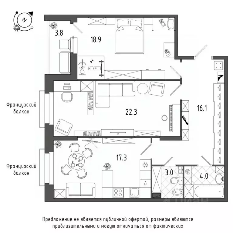 2-к кв. Санкт-Петербург Черниговская ул., 11к1 (83.7 м) - Фото 0