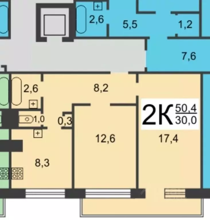 2-к кв. Нижегородская область, Нижний Новгород Северный жилрайон, ул. ... - Фото 2