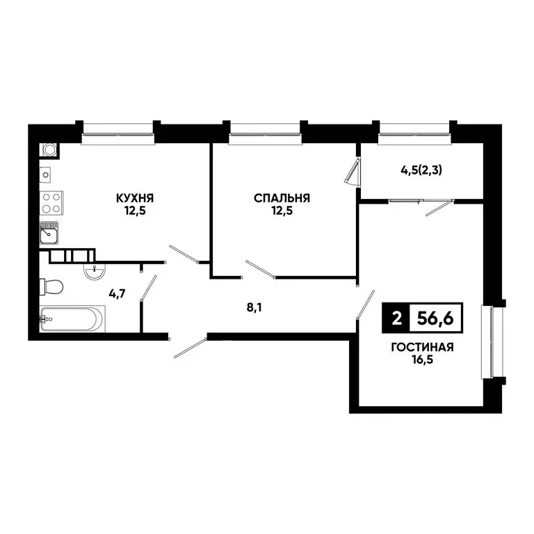 2-комнатная квартира: Кисловодск, улица Катыхина, 185 (56.6 м) - Фото 0