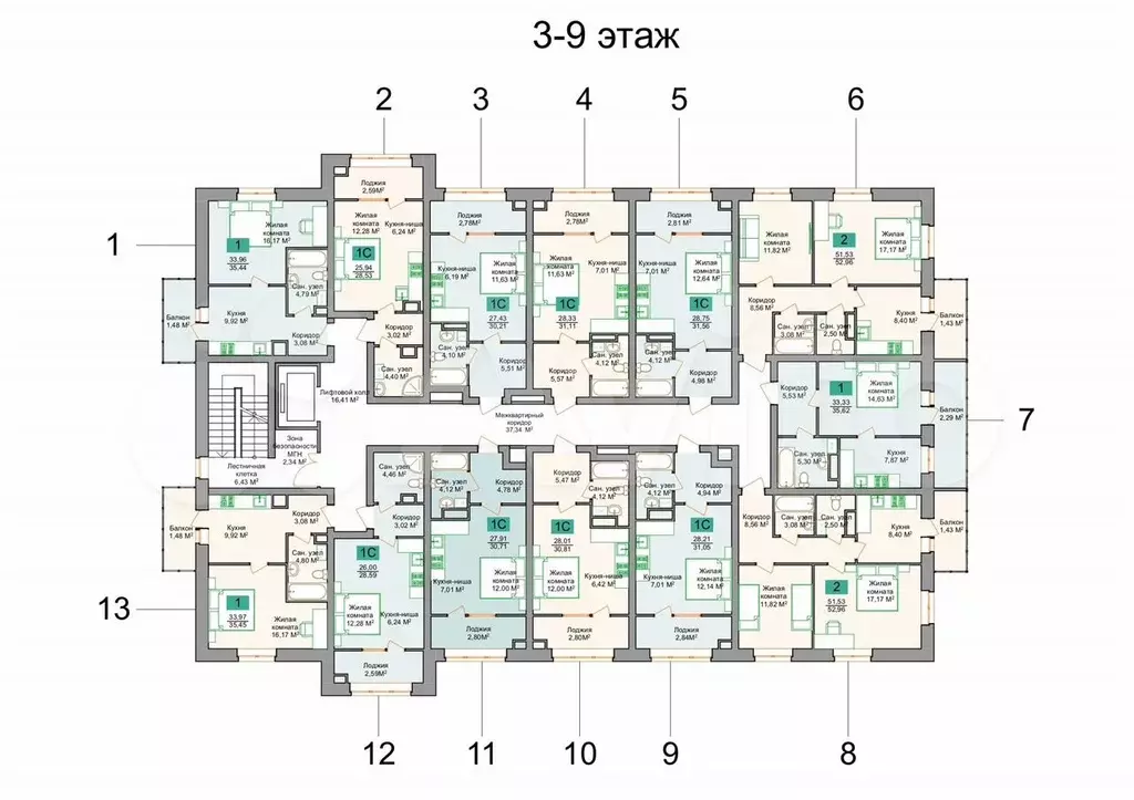 Квартира-студия, 31,6 м, 5/9 эт. - Фото 1