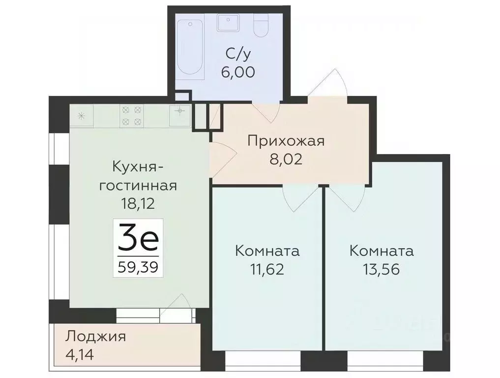 3-к кв. Воронежская область, Воронеж ул. Матросова (59.39 м) - Фото 0