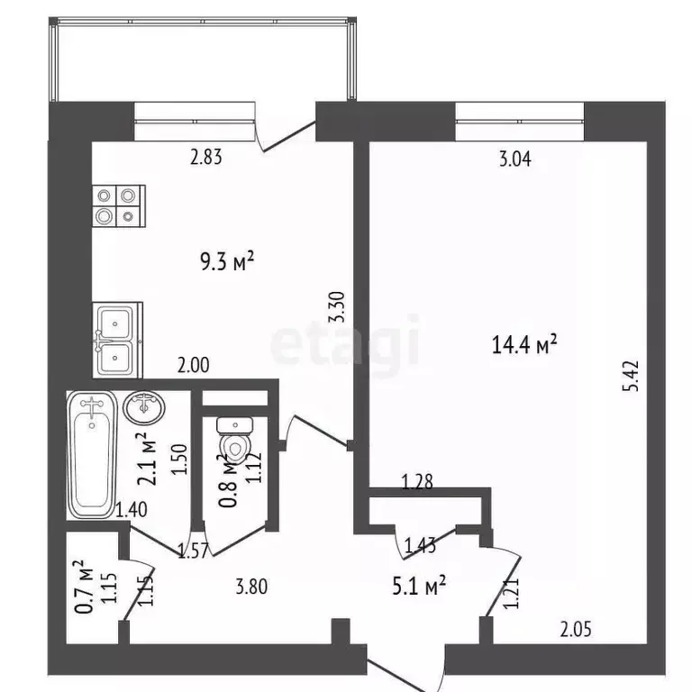 1-к кв. Тамбовская область, Тамбов Астраханская ул., 176 (31.5 м) - Фото 1