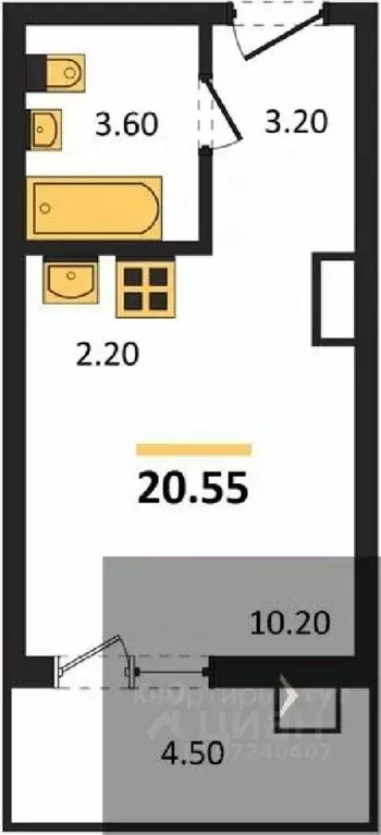 Студия Воронежская область, Новоусманский район, пос. Отрадное ул. ... - Фото 0