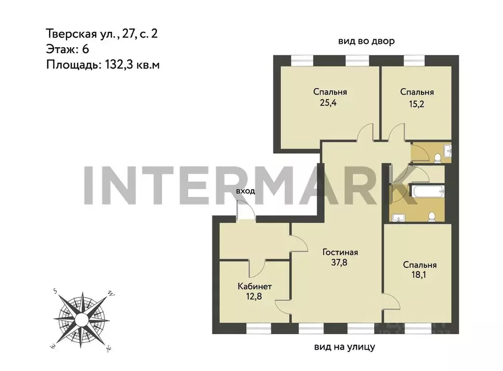 4-к кв. Москва Тверская ул., 27С2 (132.3 м) - Фото 1