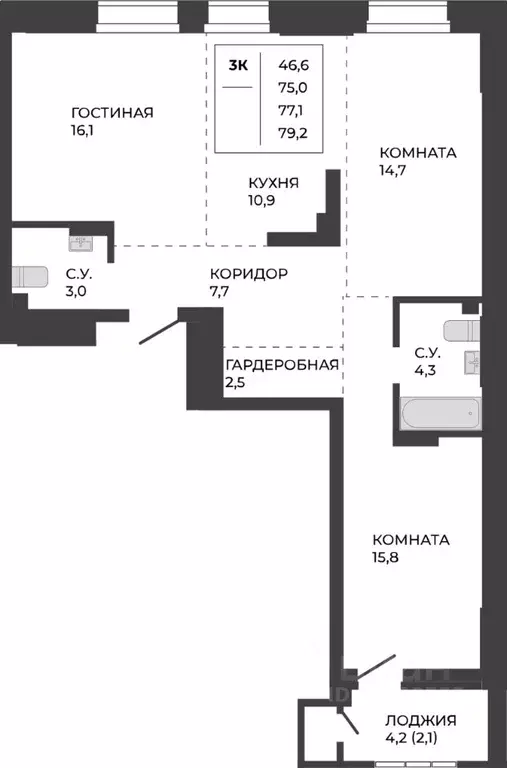 3-к кв. Алтайский край, Барнаул ул. Шумакова, 7к2 (77.1 м) - Фото 0