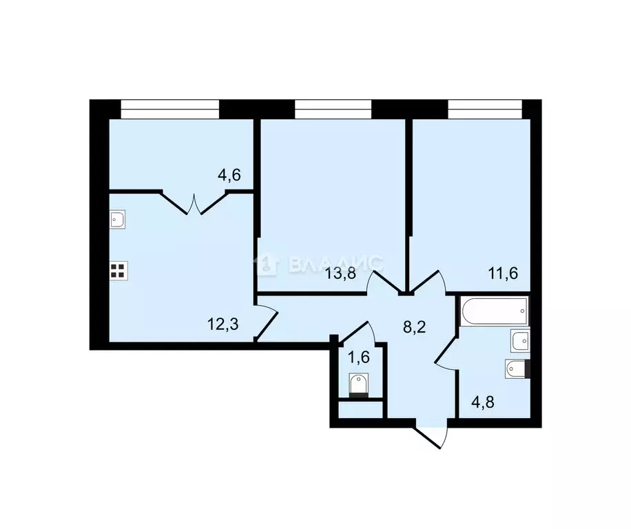 2-комнатная квартира: Вологда, Медуницинская улица, 13 (56.8 м) - Фото 0