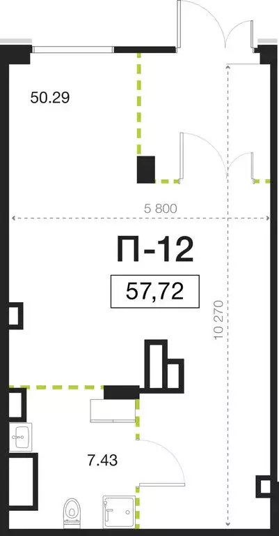 Помещение свободного назначения (57.72 м) - Фото 1