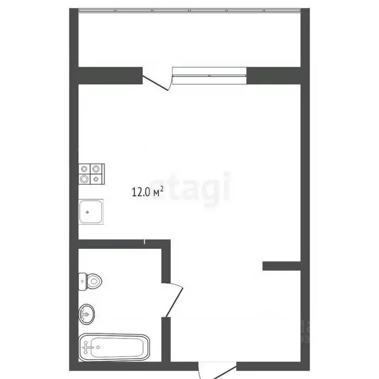 Студия Тюменская область, Тюмень ул. Новоселов, 113 (17.8 м) - Фото 1