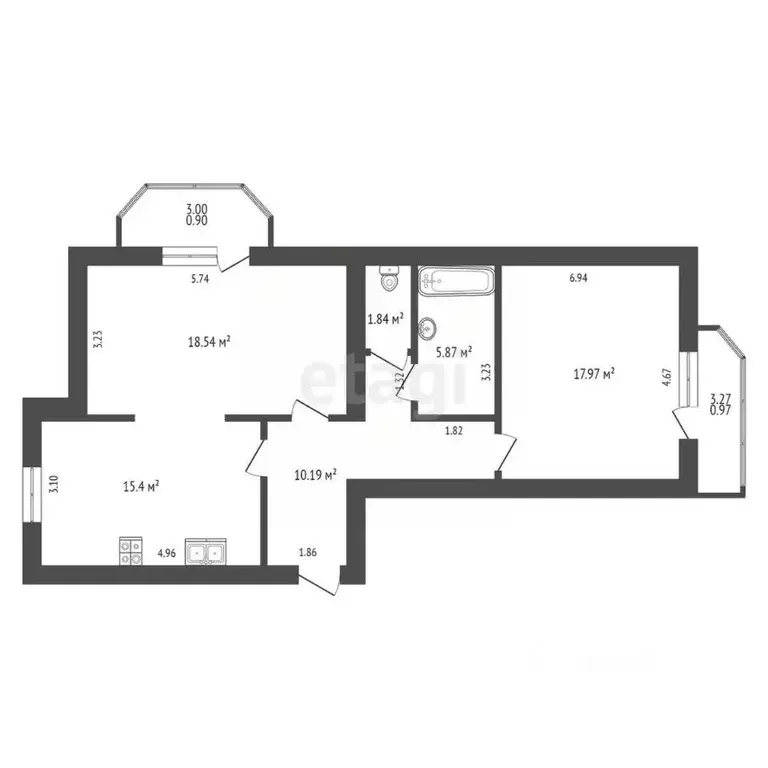 2-к кв. Калужская область, Калуга Воскресенский пер., 26А (71.9 м) - Фото 2