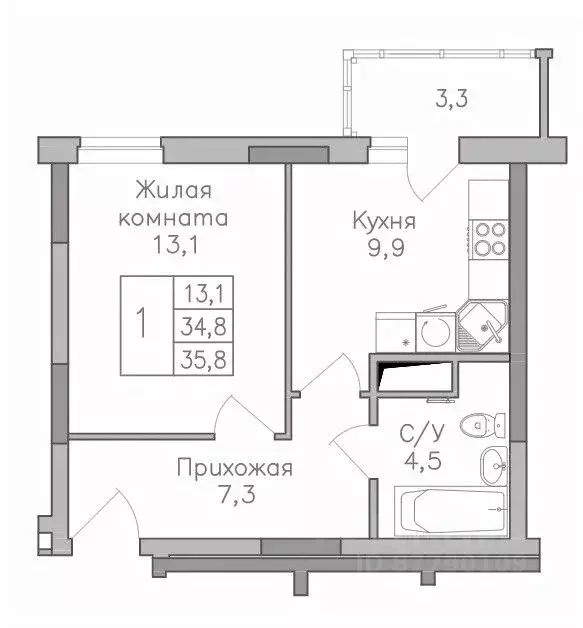 1-к кв. Воронежская область, Воронеж Поколение жилой комплекс (35.9 м) - Фото 0