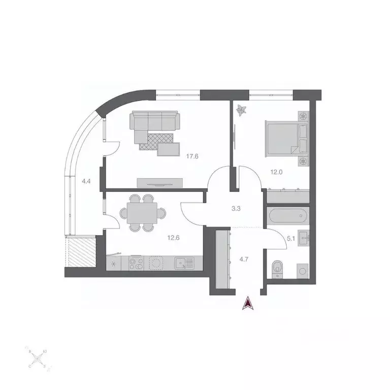 2-к кв. Новосибирская область, Новосибирск Беринг жилой квартал,  ... - Фото 0