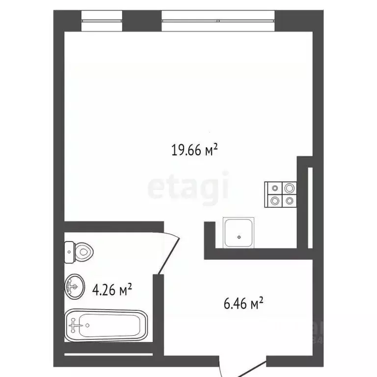 Студия Тюменская область, Тюмень ул. Николая Машарова, 2 (30.0 м) - Фото 2