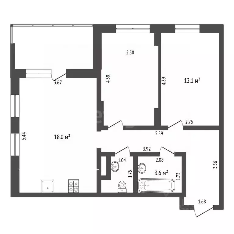 2-к кв. Тюменская область, Тюмень Родниковая ул., 2 (58.8 м) - Фото 2