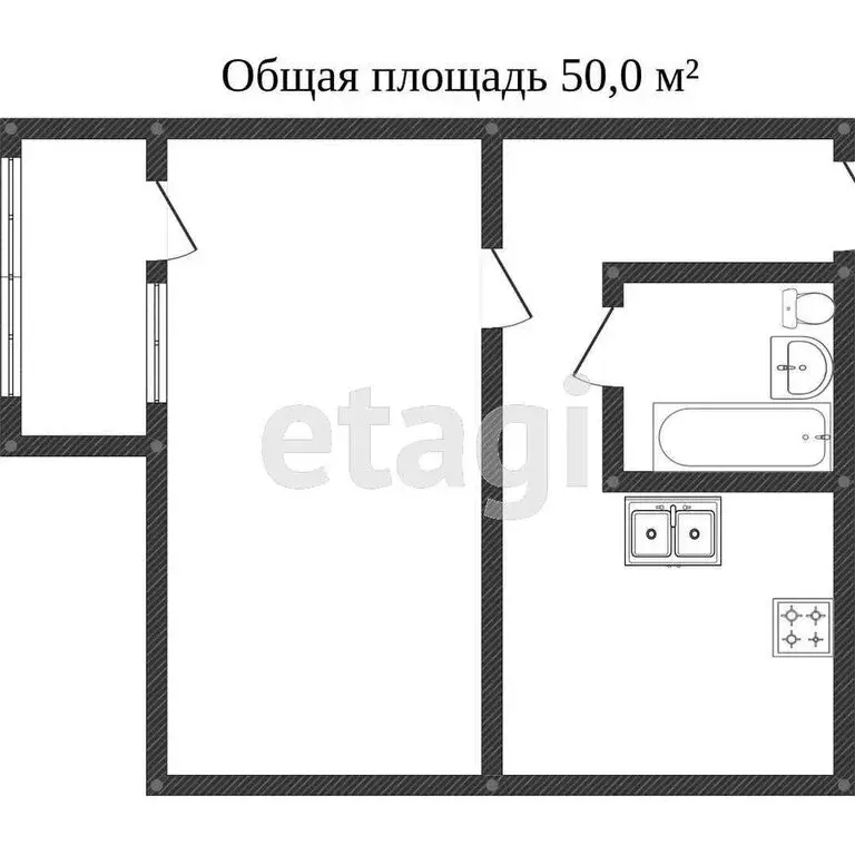 1-комнатная квартира: Гурьевск, Советская улица, 24 (50 м) - Фото 0