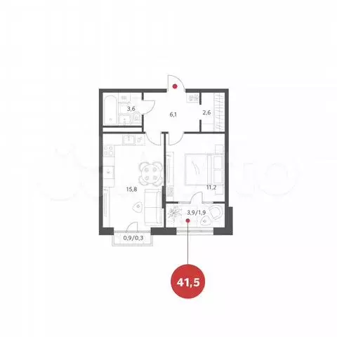 1-к. квартира, 41,5 м, 3/4 эт. - Фото 0