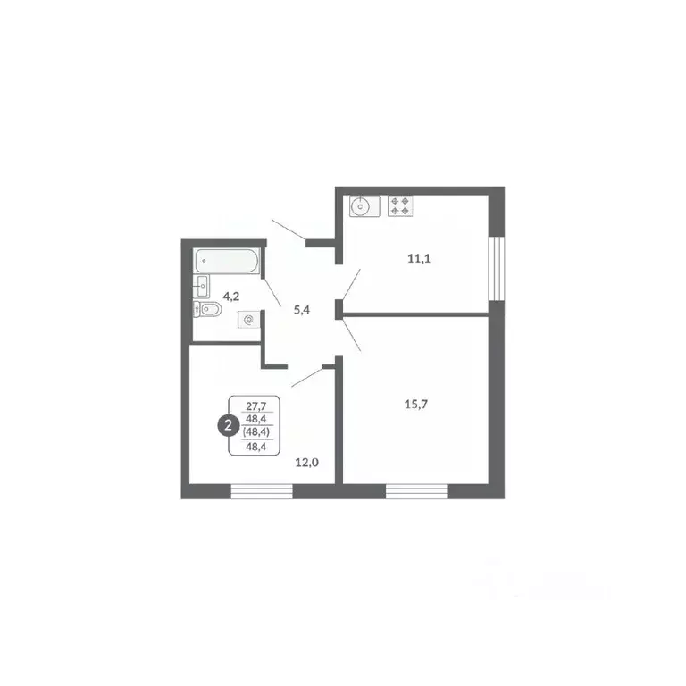 2-к кв. Кировская область, Киров ул. Потребкооперации, 34 (48.4 м) - Фото 1