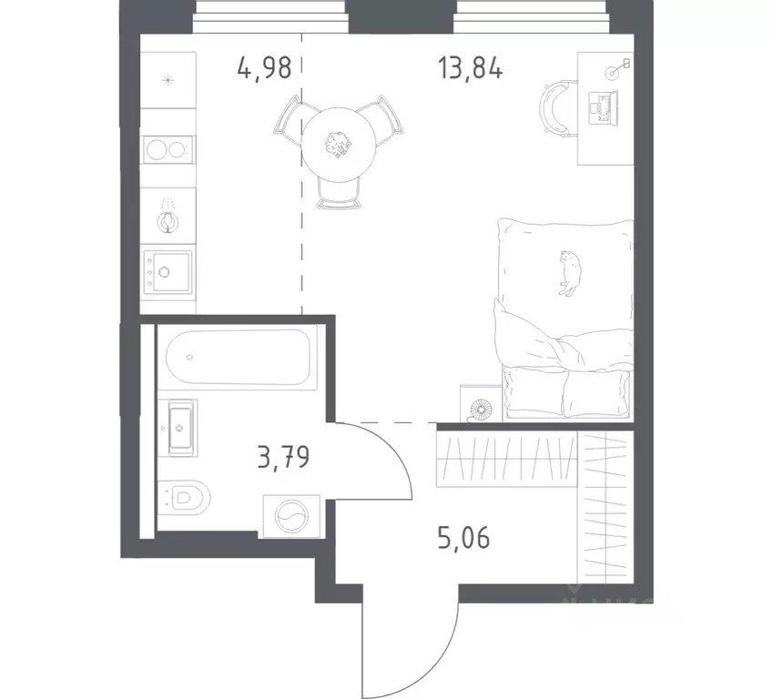 1-к кв. Башкортостан, Уфа ул. Минигали Губайдуллина, 8к9 (27.67 м) - Фото 1
