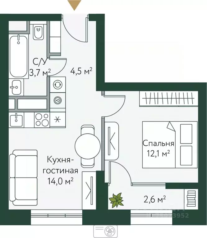 1-к кв. Волгоградская область, Волгоград Новосибирская ул., 74с1 ... - Фото 0