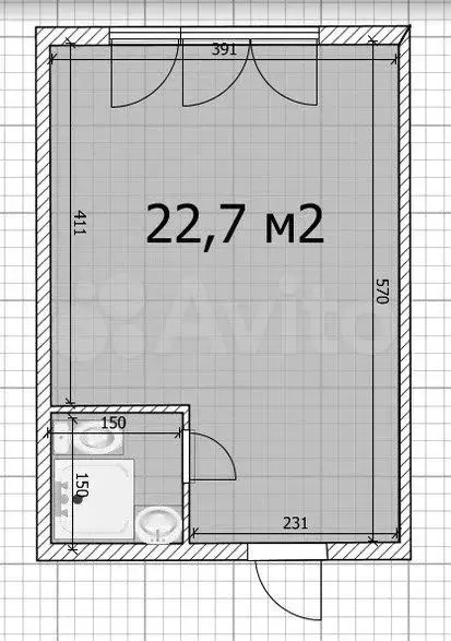 Квартира-студия, 22,7 м, 2/17 эт. - Фото 0