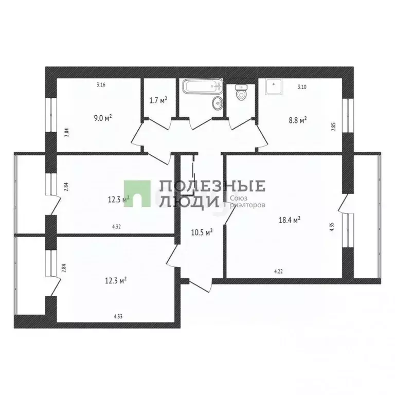 4-к кв. Красноярский край, Красноярск ул. Забобонова, 12 (80.0 м) - Фото 1