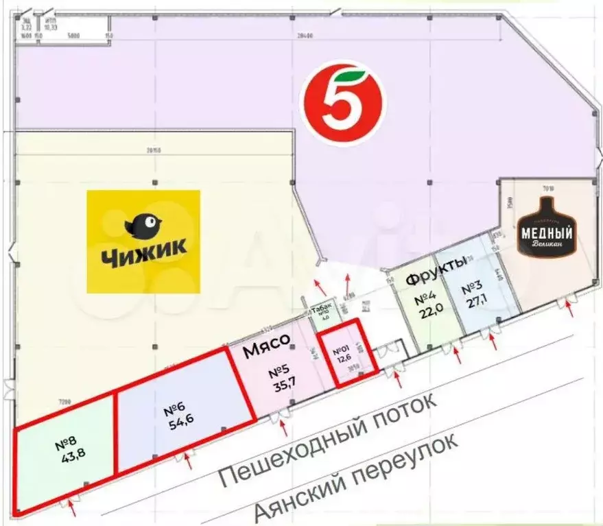 Аренда торгового помещения на Петухова, 43.8 м - Фото 0