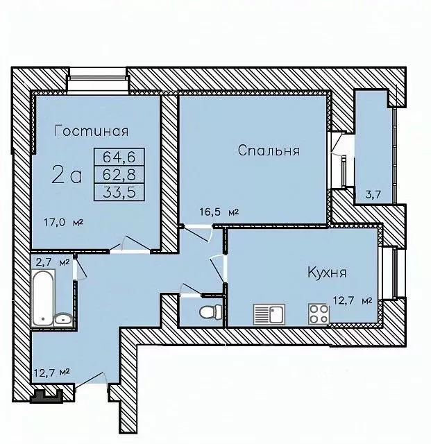 2-к кв. Тамбовская область, Тамбов Радужный мкр, ул. Сабуровская, 1Бк1 ... - Фото 0