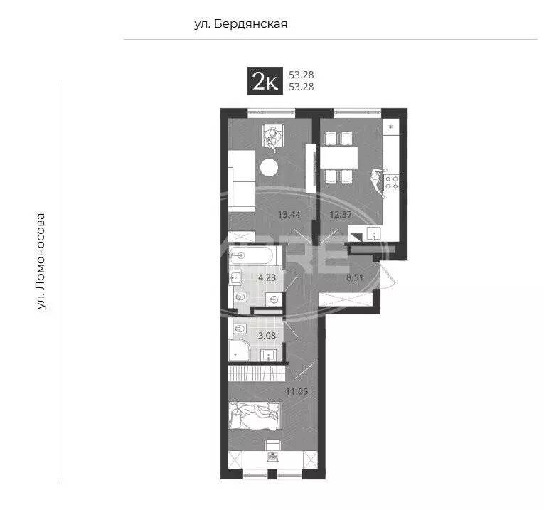 2-комнатная квартира: Калининград, улица Ломоносова, 52 (53.28 м) - Фото 0