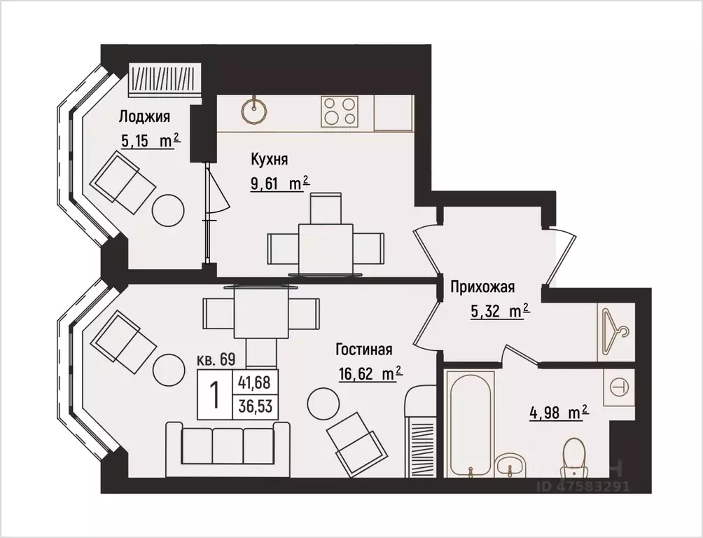 1-к кв. Нижегородская область, Нижний Новгород Литературная ул., 5 ... - Фото 1