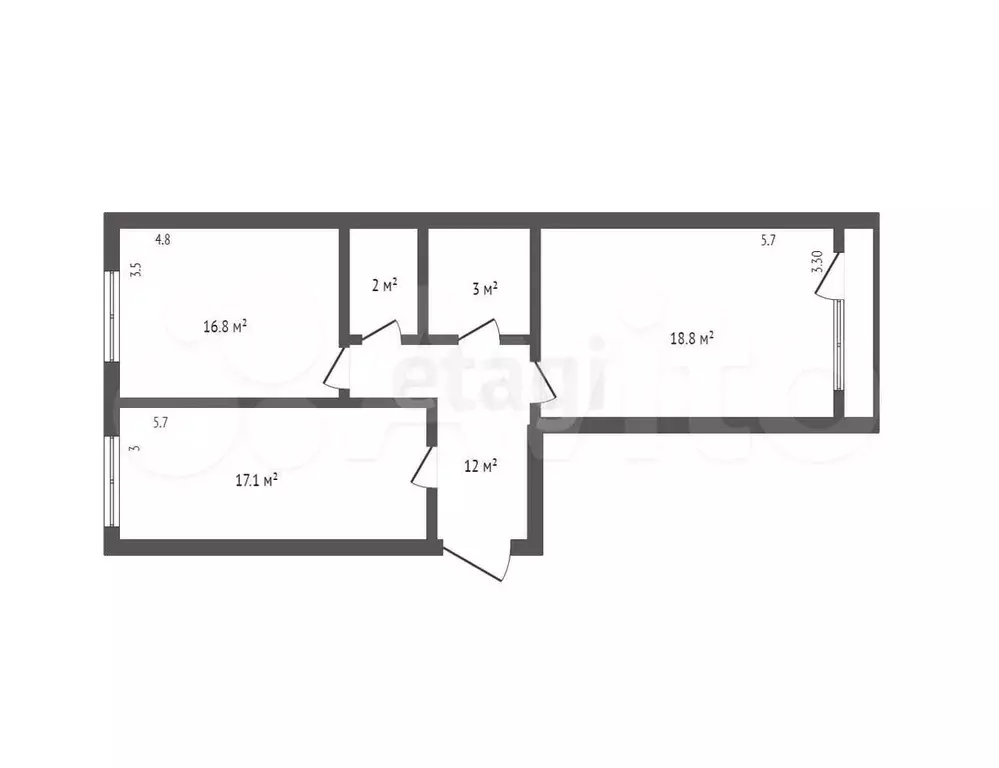 2-к. квартира, 70 м, 2/6 эт. - Фото 0