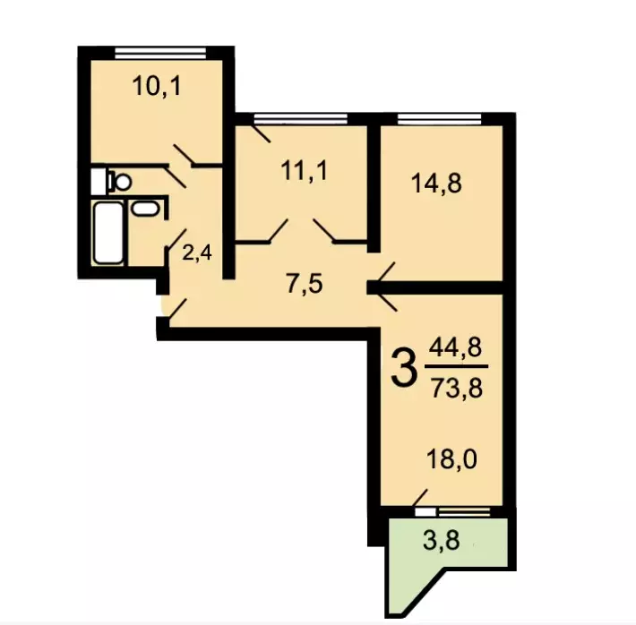 Продаётся 3-к квартира, 72.5 м - Фото 0