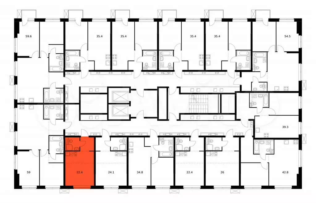 Квартира-студия, 22,3 м, 9/12 эт. - Фото 1