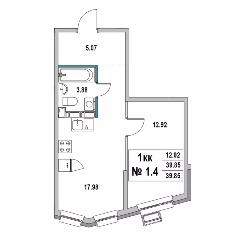 1-к кв. Ленинградская область, Выборг ул. 2-я Южная, 4 (39.85 м) - Фото 0