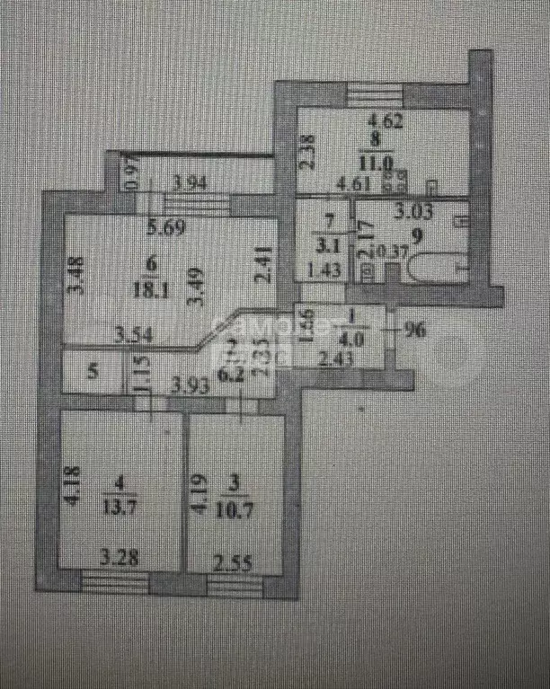 3-к. квартира, 79,3 м, 6/9 эт. - Фото 0