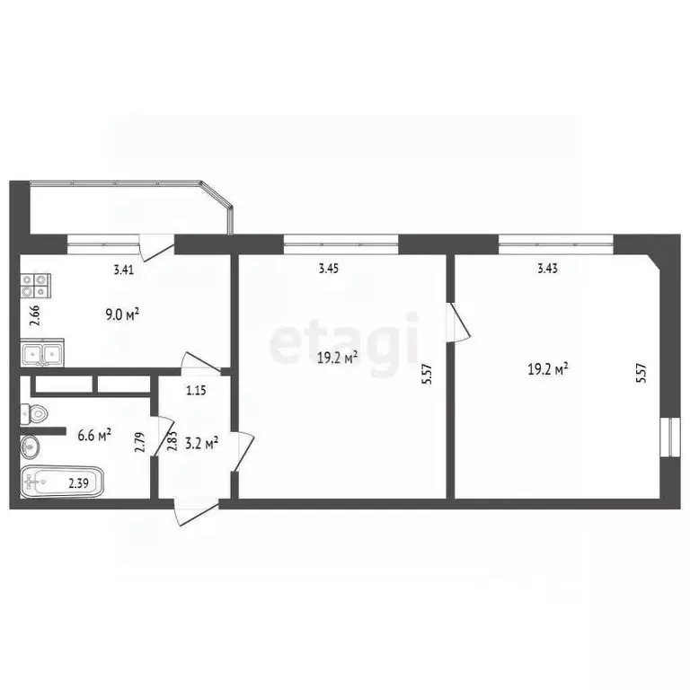 2-к кв. Тюменская область, Тюмень ул. Федюнинского, 60 (56.0 м) - Фото 1