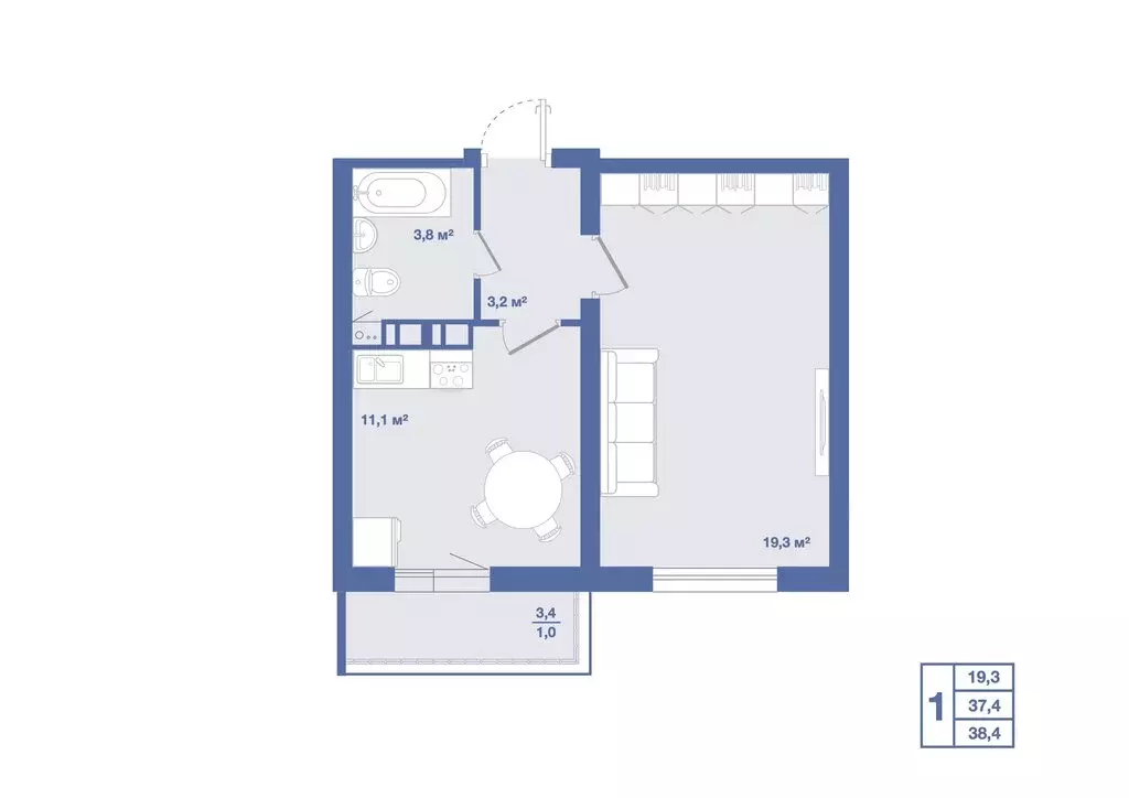 1-комнатная квартира: Отрадное, Тихая улица, 2 (38.4 м) - Фото 0