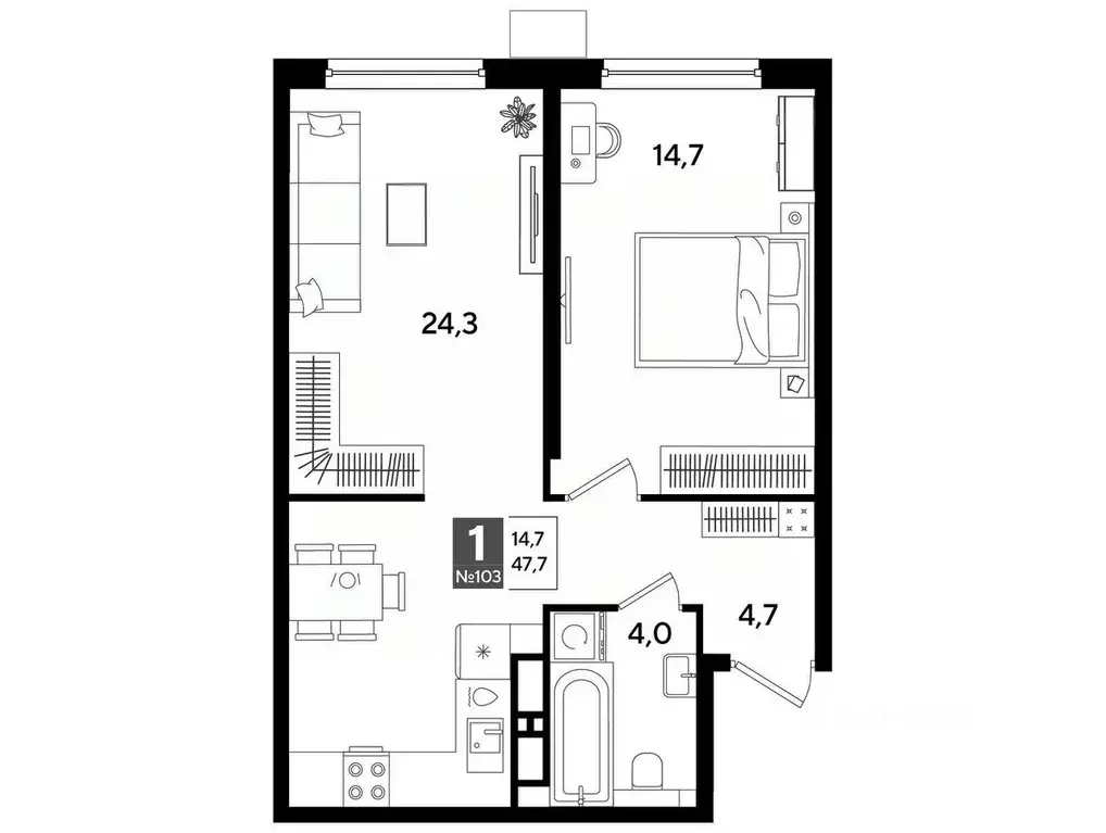 1-к кв. Краснодарский край, Краснодар ул. Анны Ахматовой, 6/1 (47.2 м) - Фото 1