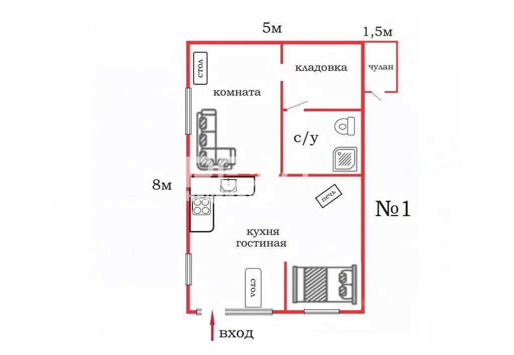 Дом, 40 м - Фото 1