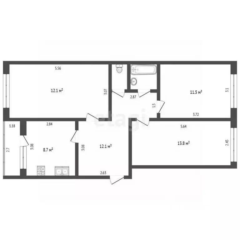 3-к кв. Ямало-Ненецкий АО, Новый Уренгой Лимбяяха мкр, Приозерный мкр, ... - Фото 2