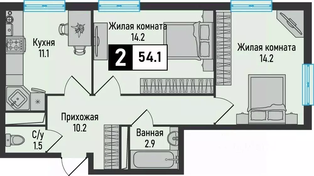 2-к кв. Ставропольский край, Железноводск городской округ, пос. ... - Фото 1