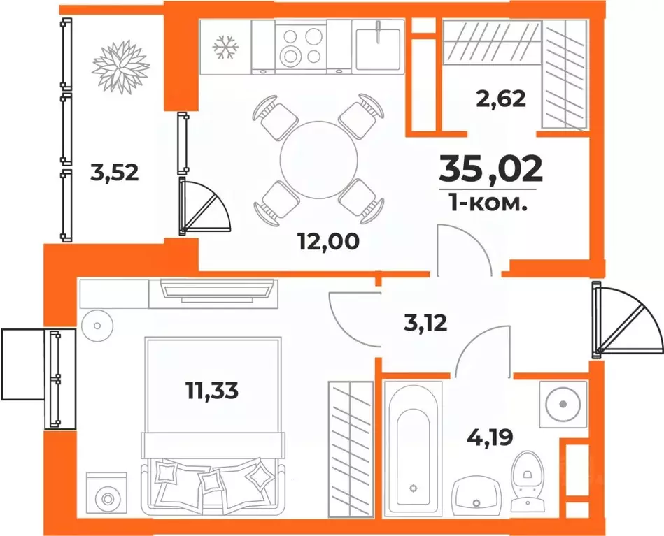 1-к кв. Хабаровский край, Хабаровск Брянский пер. (35.02 м) - Фото 1