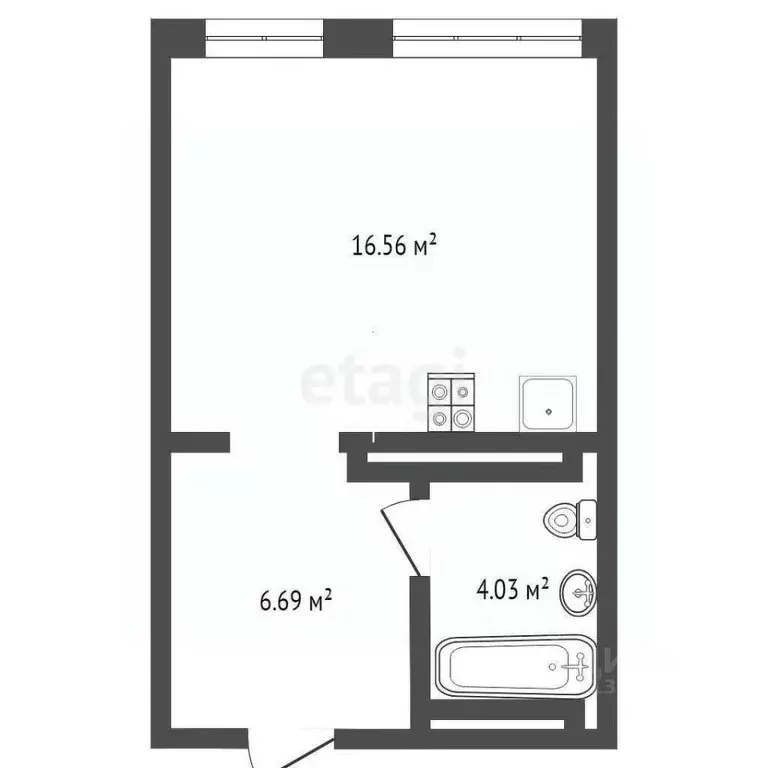 Студия Тюменская область, Тюмень Ставропольская ул., 160/1 (27.4 м) - Фото 1