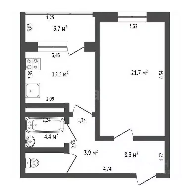 1-к кв. Ханты-Мансийский АО, Нягань 6-й мкр, 3 (52.0 м) - Фото 2