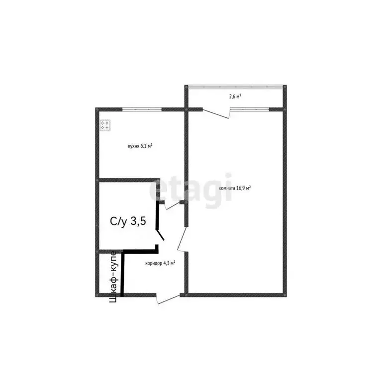 1-комнатная квартира: Новороссийск, проспект Ленина, 51 (32.1 м) - Фото 0