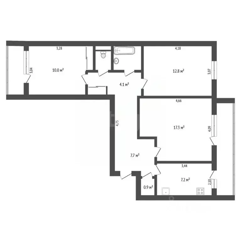 3-к кв. Амурская область, Благовещенск ул. Калинина, 41 (64.8 м) - Фото 1