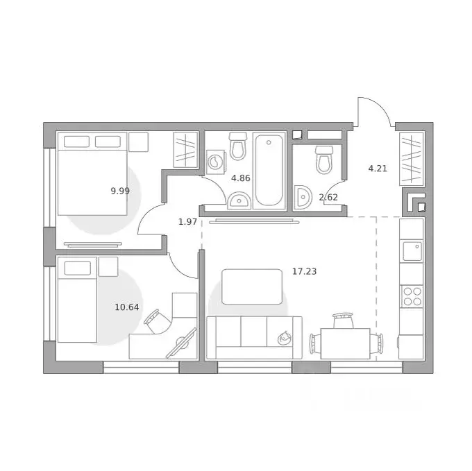 3-к кв. Москва Билак Коломенское жилой комплекс (56.46 м) - Фото 1