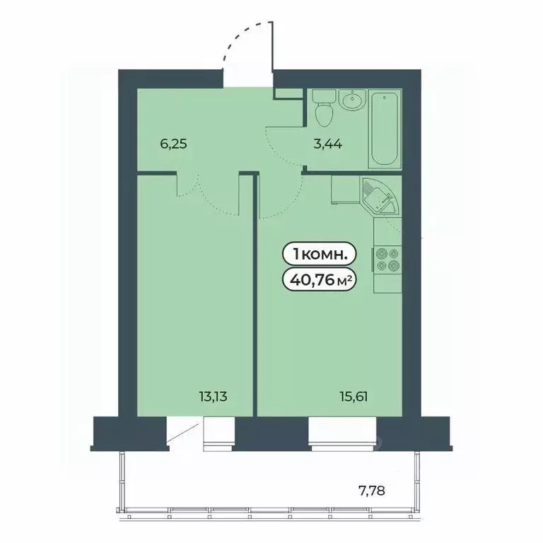 1-к кв. Красноярский край, Красноярск ул. Светлова, 25/1 (40.76 м) - Фото 1